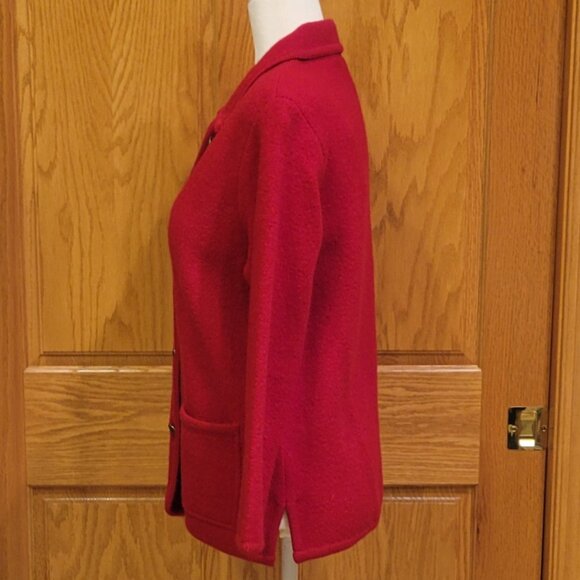 Talbots Vintage Red 100% Wool Cardigan Jacket with Pockets Like New Sz 6 Petite - Picture 4 of 14